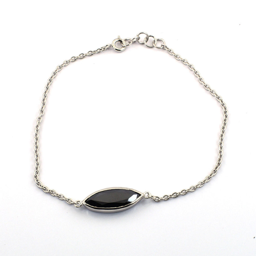 3.5 Ct Marquise Cut Black Diamond Fancy Chain Bracelet For Girl's - ZeeDiamonds