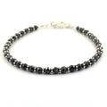 4 - 4.5 mm Certified Black Diamond Beads Great Shine Silver Goli Bracelet - ZeeDiamonds