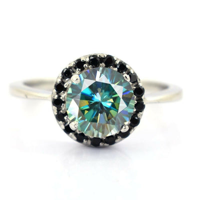 3.50 Ct Blue Diamond Women's Ring With Black Accents, Beautiful & Great Shine ! Ideal For Anniversary Gift, Certified Diamond! - ZeeDiamonds