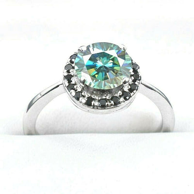 3.50 Ct Blue Diamond Women's Ring With Black Accents, Beautiful & Great Shine ! Ideal For Anniversary Gift, Certified Diamond! - ZeeDiamonds