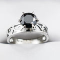 2.00 Carats AAA Certified Black Diamond Ring in 6 Prong Setting - ZeeDiamonds