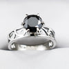 2 Ct AAA Certified Stunning Black Diamond Solitaire Ring in Prong Setting. Great Shine & Luster