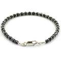 4 - 4.5 mm Certified Black Diamond Beads Great Shine Silver Goli Bracelet - ZeeDiamonds