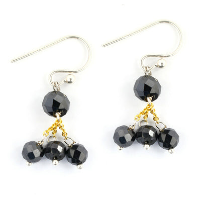 5 mm Round Shape Black Diamond Dangler Earrings In 925 Silver - ZeeDiamonds