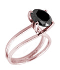 2 Ct Round Cut Black Diamond Great Shine Solitaire Ring In Rose Gold - ZeeDiamonds