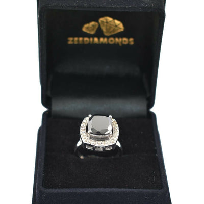 2.95 Ct Certified Black Diamond Stunning Designer Cocktail Ring - ZeeDiamonds