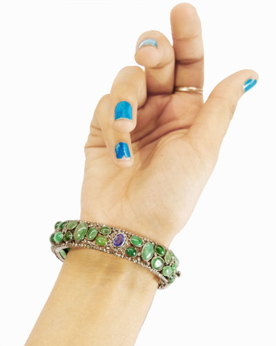 Natural Emeralds & Sapphire Gemstone Bracelet With Diamonds - ZeeDiamonds