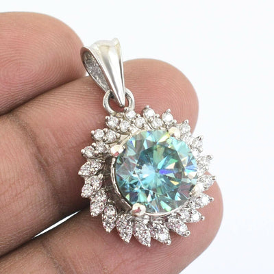 Beautiful 4.50 Ct Blue Diamond Pendant with Accents, Elegant Look & Great Sparkle, Gift for Anniversary - ZeeDiamonds