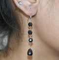 16 Cts Certified Black Diamonds Dangler Earrings in 925 Silver - ZeeDiamonds