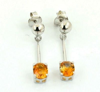 Stunning Citrine Gemstone Dangler Studs In 925 Sterling Silver - ZeeDiamonds