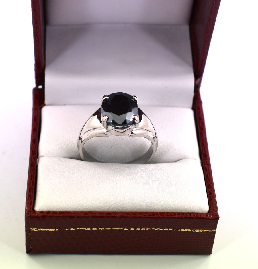 3 Cts Oval Shape Black Diamond Solitaire Ring In 925 Sterling Silver - ZeeDiamonds