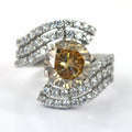 3 Ct Certified Lovely Champagne Diamond Ring With Accents, Amazing Shine & Bling WATCH VIDEO - ZeeDiamonds