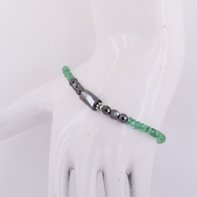 25 Ct Black Diamond & Emerald Gemstone Sterling Silver Bracelet Great Sparkle! - ZeeDiamonds