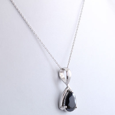 3.50 Ct Pear Shape Black Diamond Pendant In 925 Sterling Silver- Certified- AAA - ZeeDiamonds