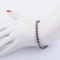 4 - 4.5 mm Certified Black Diamond Beads Great Shine Silver Goli Bracelet - ZeeDiamonds