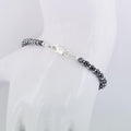 4 - 4.5 mm Certified Black Diamond Beads Great Shine Silver Goli Bracelet - ZeeDiamonds