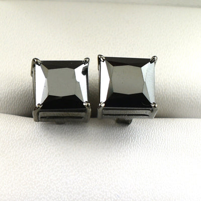 4 Carats Certified Princess Cut Black Diamond Studs Earrings - ZeeDiamonds