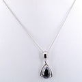 3.50 Ct Pear Shape Black Diamond Pendant In 925 Sterling Silver- Certified- AAA - ZeeDiamonds