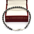 4 - 4.5 mm Certified Black Diamond Beads Great Shine Silver Goli Bracelet - ZeeDiamonds