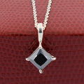 1.50 Carats Certified Princess Cut Black Diamond Pendant - ZeeDiamonds