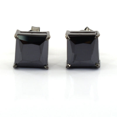 4 Carats Certified Princess Cut Black Diamond Studs Earrings - ZeeDiamonds