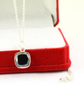 2.50 Ct Cushion Shape Black Diamond Pendant in White Gold Finish - ZeeDiamonds