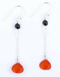 100% Certified Black Diamond & Carnelian Drops Designer Earrings For Women's - ZeeDiamonds