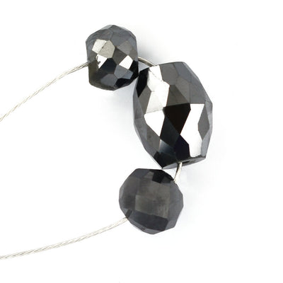 10 Carats Black Diamond Beads, For Jewelry Making, Great Shine , Lots of 3 Pcs - ZeeDiamonds
