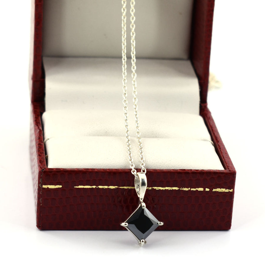 1.50 Carats Certified Princess Cut Black Diamond Pendant - ZeeDiamonds
