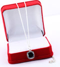 2.50 Ct Cushion Shape Black Diamond Pendant in White Gold Finish - ZeeDiamonds