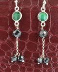 5 mm, Black Diamond with Emerald Beads Unique Style Dangler Earrings - ZeeDiamonds