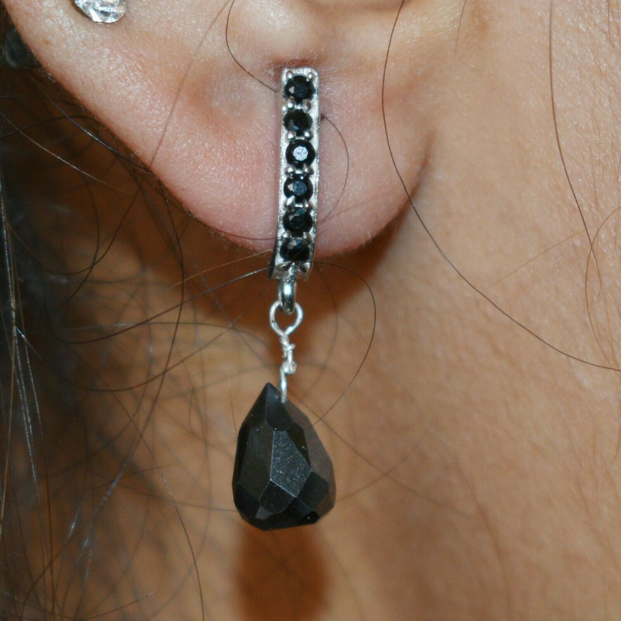 6.50 Ct Certified Black Diamond Dangler Studs, Drop Earrings In 925 Silver - ZeeDiamonds