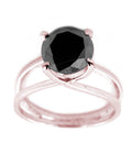 2 Ct Round Cut Black Diamond Great Shine Solitaire Ring In Rose Gold - ZeeDiamonds