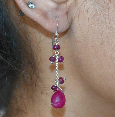 22.35 Cts African Ruby Gemstone Designer Earrings For Women's Gift - ZeeDiamonds