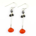 Black Diamond & Carnelian Drops Dangler Earrings - ZeeDiamonds