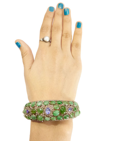 Natural Emeralds & Sapphire Gemstone Bracelet With Diamonds - ZeeDiamonds