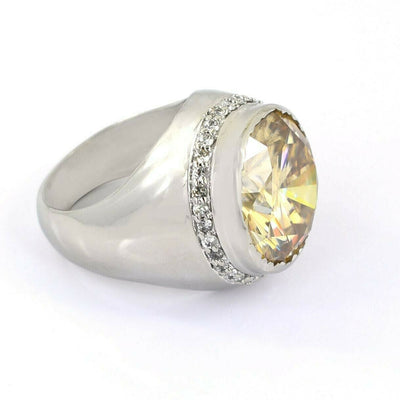 HUGE 20.60 Ct Champagne Diamond Heavy Ring with Diamond Accents, Great Shine & Luster WATCH VIDEO - ZeeDiamonds