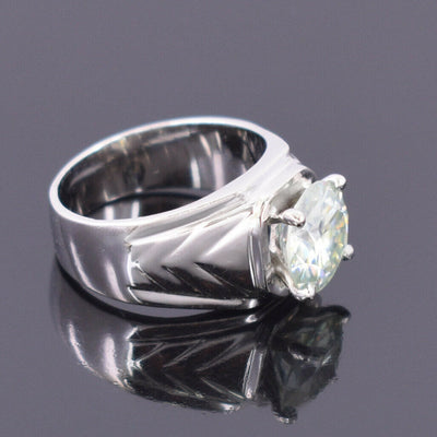 4.00 Ct Stunning Off White Diamond Solitaire Men's Ring, Great Sparkle & Very Elegant! Ideal For Birthday Gift, Certified Diamond! - ZeeDiamonds