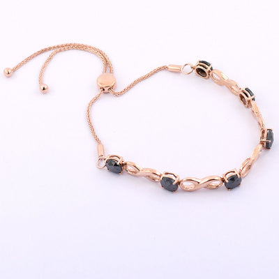 6 Carat Certified Black Diamond Infinite Designer Bracelet In Rose Gold For Women's - ZeeDiamonds