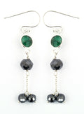 5 mm, Black Diamond with Emerald Beads Unique Style Dangler Earrings - ZeeDiamonds