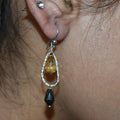 18.15 Ct Black Diamond & Citrine Drops Dangler Earrings - ZeeDiamonds