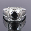 1 Ct Black Diamond with White Diamond Accents Solitaire Fancy Ring - ZeeDiamonds