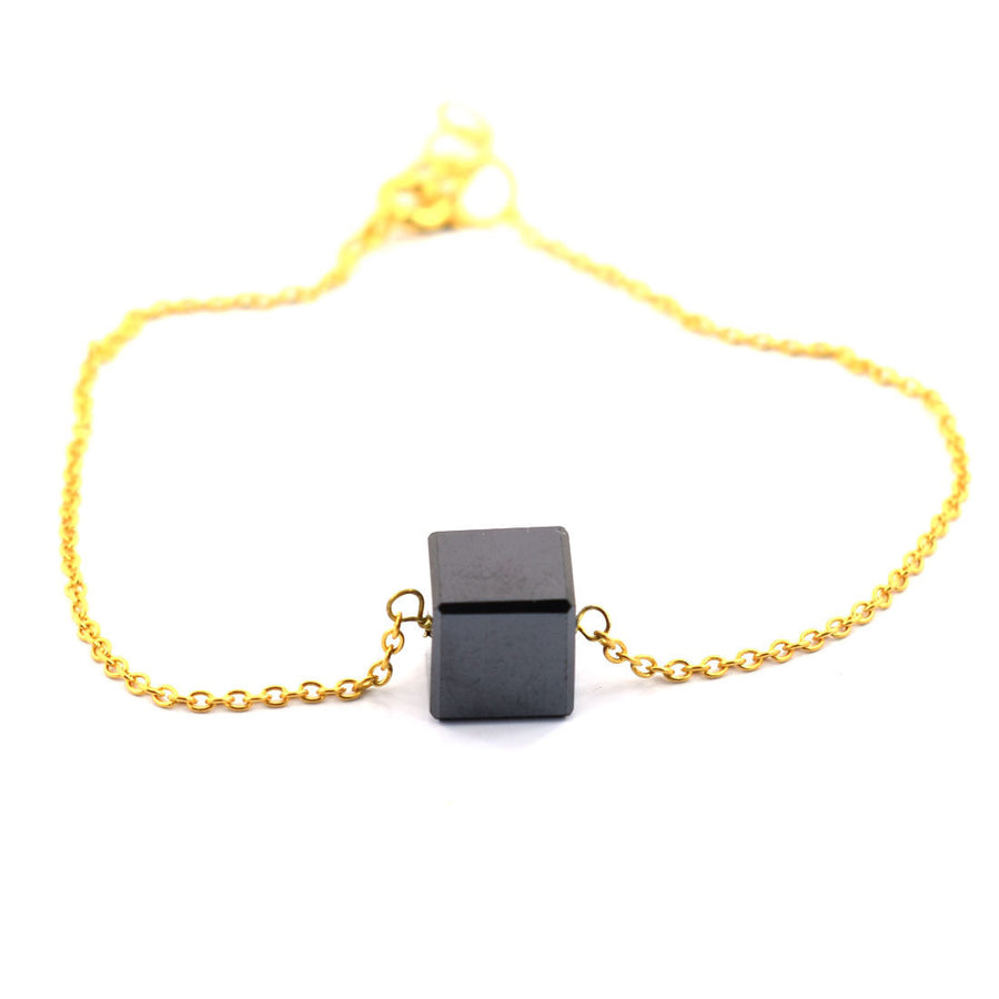 7 Carats Cube Shape Black Diamond Yellow Gold Chain Bracelet For Gift - ZeeDiamonds