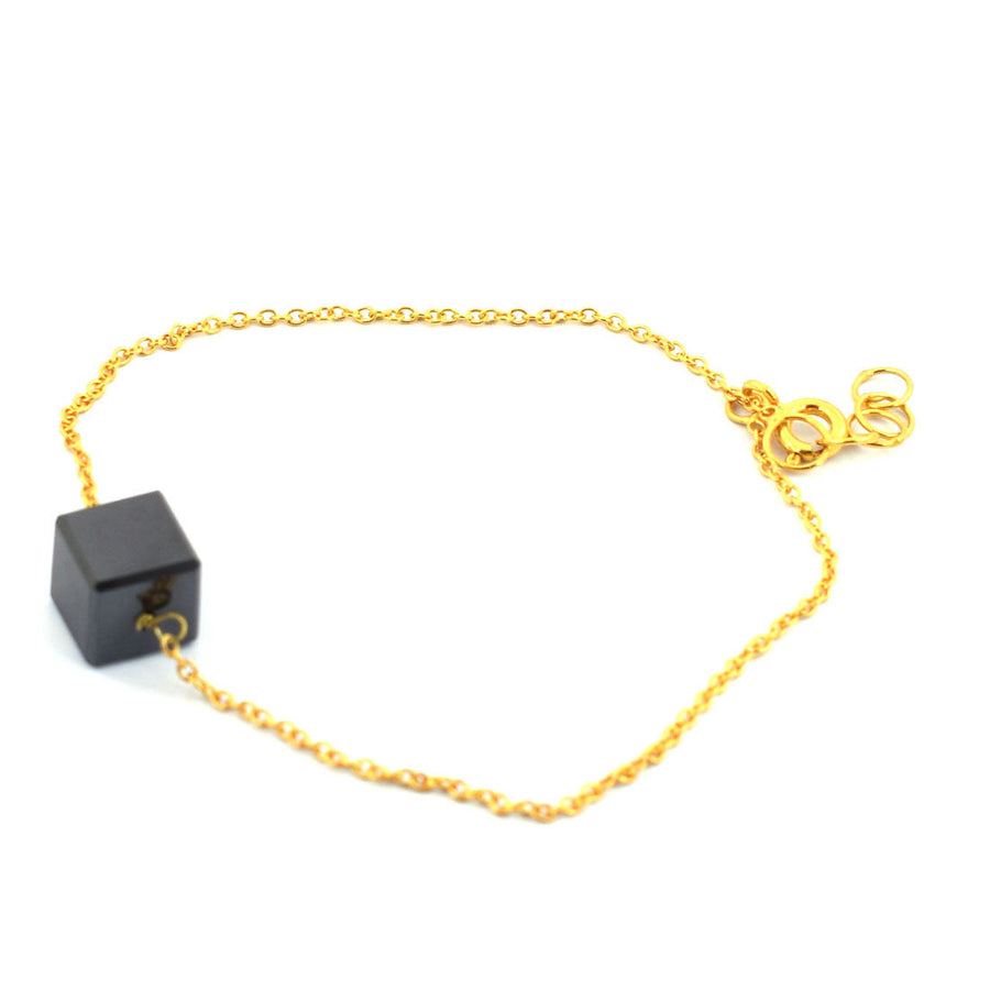7 Carats Cube Shape Black Diamond Yellow Gold Chain Bracelet For Gift - ZeeDiamonds