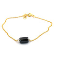 3 Ct, 9-6 mm Pipe Cut Black Diamond Silver Chain Bracelet In Yellow Gold Finish - ZeeDiamonds