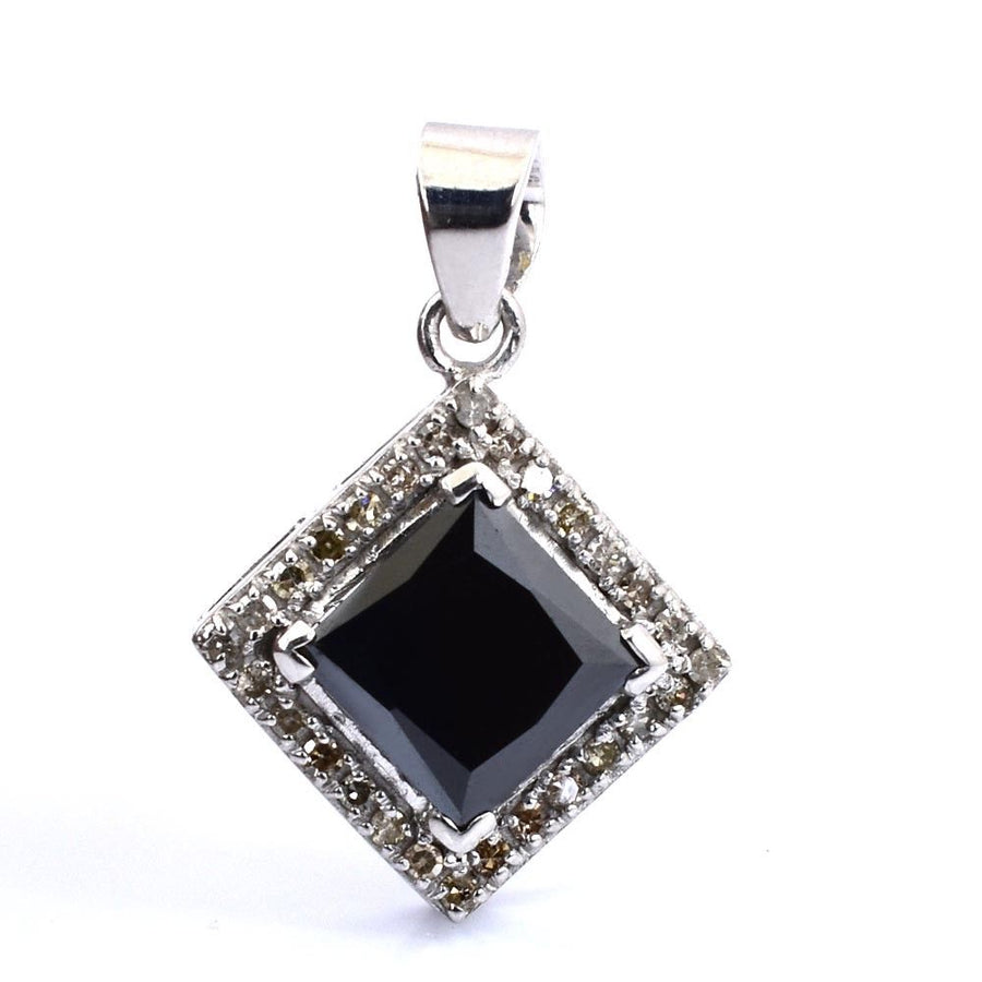 Stunning 4.22 Ct, Black Diamond Pendant With White Diamond Accents - ZeeDiamonds