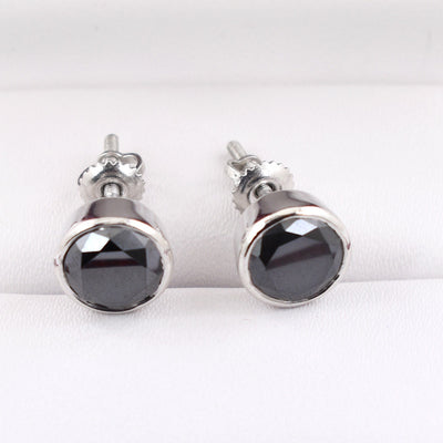 3.00 Ct AAA Certified Black Diamond Solitaire Studs - ZeeDiamonds