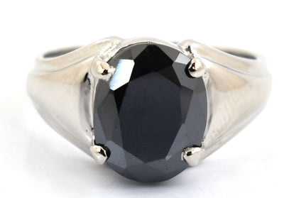 3 Cts Oval Shape Black Diamond Solitaire Ring In 925 Sterling Silver - ZeeDiamonds