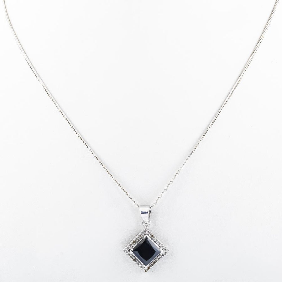 Stunning 4.22 Ct, Black Diamond Pendant With White Diamond Accents - ZeeDiamonds