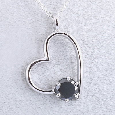 Heart Shape Black Diamond Solitaire Pendant Lovely Design!! Great Lustre! 1.5 ct - ZeeDiamonds